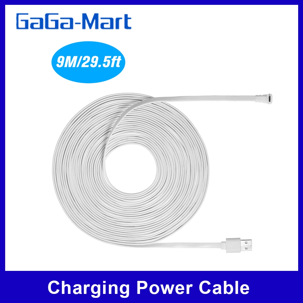 9M/6M/2M/Cable de alimentación de carga se adapta para Arlo Pro, Arlo Pro 2, Arlo GO resistente a la intemperie Cable plano interior/exterior aleación de aluminio