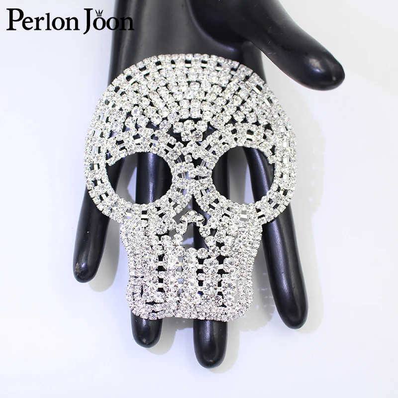 1PCS Punk Hip hop style DIY crystal skull rhinestone applique glass patch stitched for wedding bag and shoe decoration YHX081 | Дом и сад