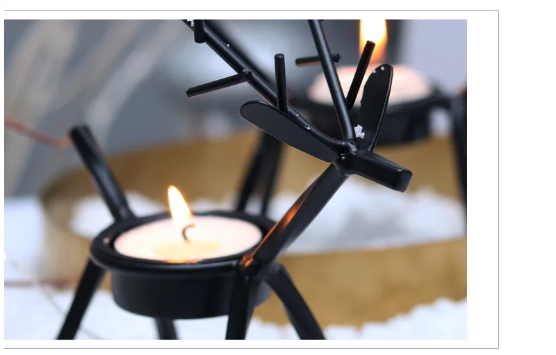 Strongwell European Deer Candlestick Nordic Christmas Candle Holder Iron Candlestick Christmas Decorations Christmas Gifts Cute