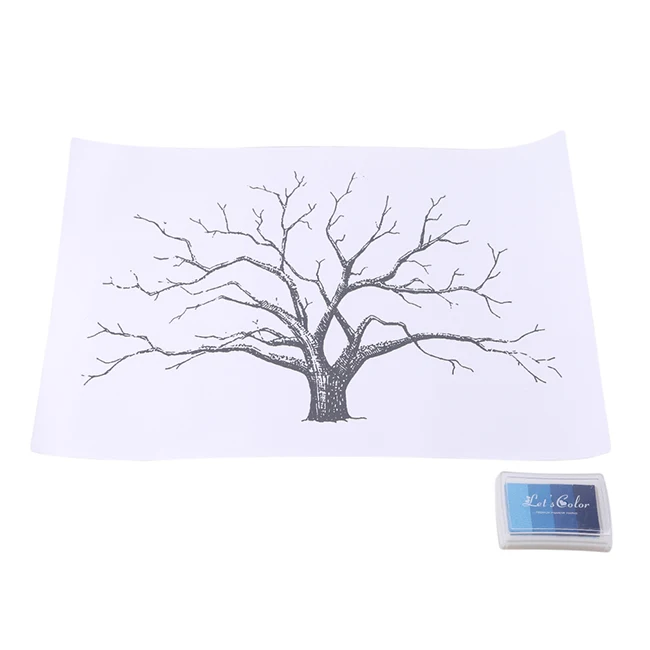 Blue tree Персонализированная Картина на холсте с отпечатком пальца, свадебное дерево, гостевая книга, свадебные подарки, сделай сам, украшение для вечеринки на день рождения - Цвет: Blue tree
