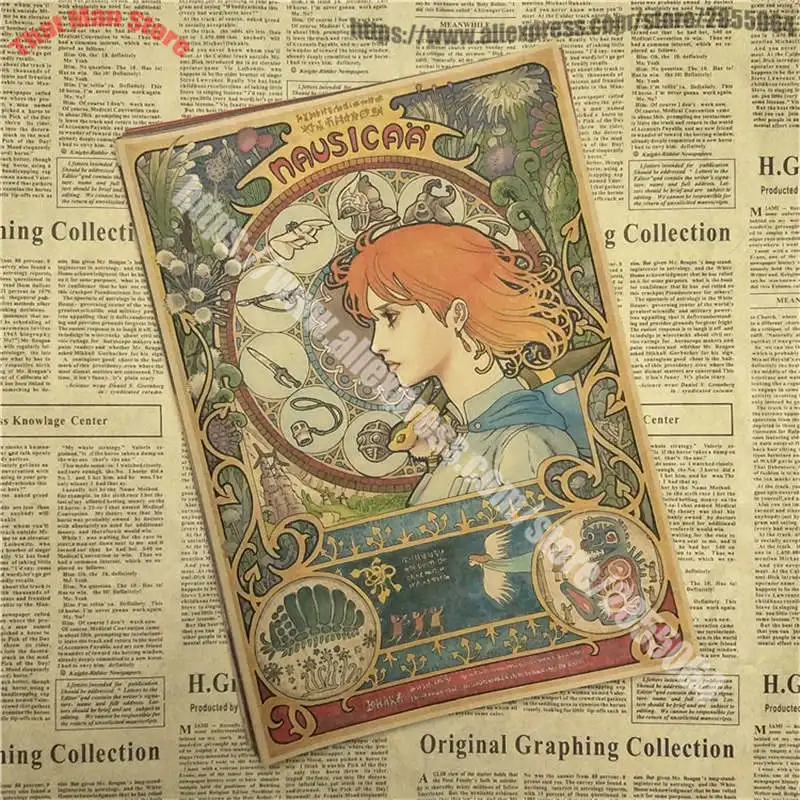 Комикс Nausicaa долина ветра ретро-постер к фильму крафт-бумага декоративная живопись - Цвет: Белый