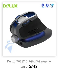 Delux M618X 2,4 ГГц Беспроводная+ Bluetooth 3,0/4,0 многомодовая перезаряжаемая эргономичная Вертикальная компьютерная USB игровая 6D мышь