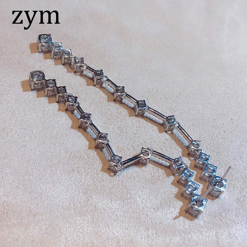 Zym2019 популярный бренд, S925 Стерлинговое Серебро, серьги с кисточками, высокое качество, циркониевые серьги, простой стиль, модные женские роскошные серьги