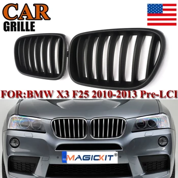 

MagicKit Grille Fits For BMW F25 F26 X3 X4 2011-2013 Sport Kidney Hood Grille Matte Black