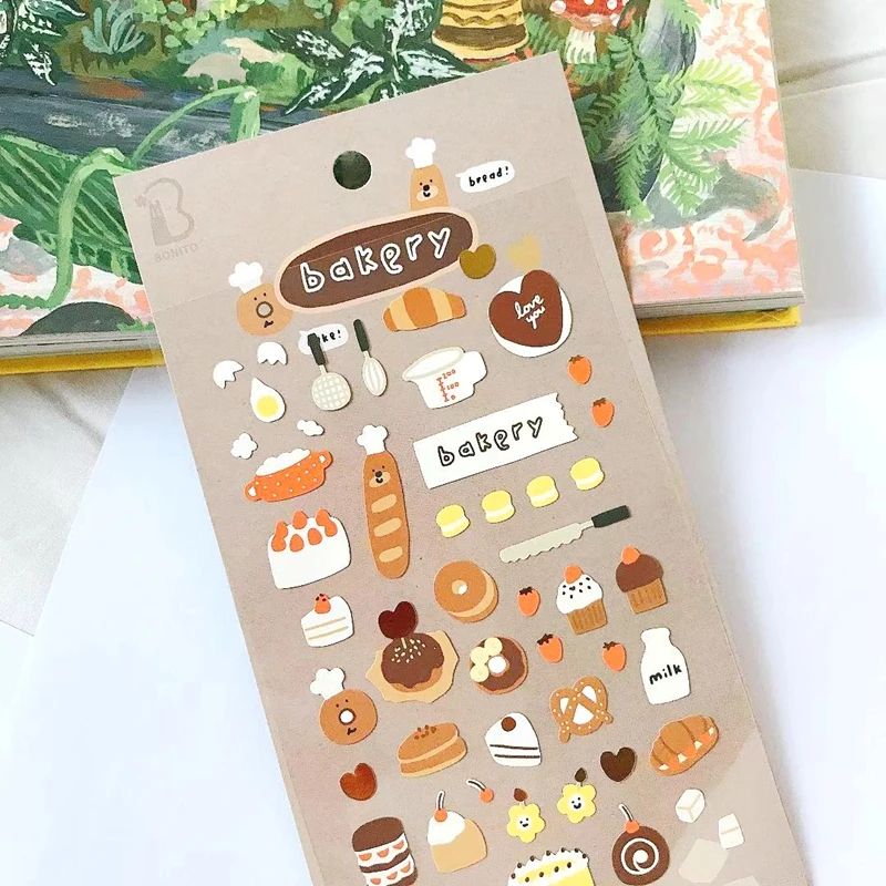 Korea Journal Stickers Scrapbooking Material Bakery Cake Sticker Diy