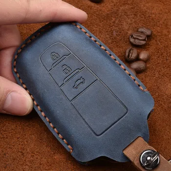 

Cow Leather Car key Set keyfob Case for Toyota Camry CHR C-HR Prius Corolla RAV4 Prado 2016 2017 2018 nice touch key Housekeeper
