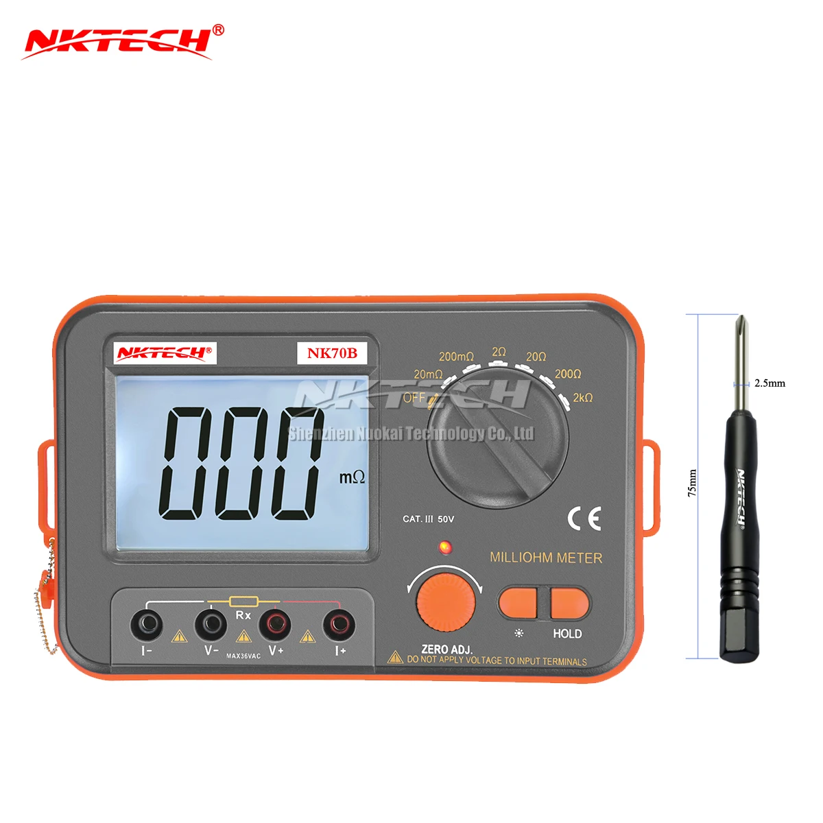NKTECH NK70B 4 проводной цифровой измеритель низкого сопротивления миллиом тестер