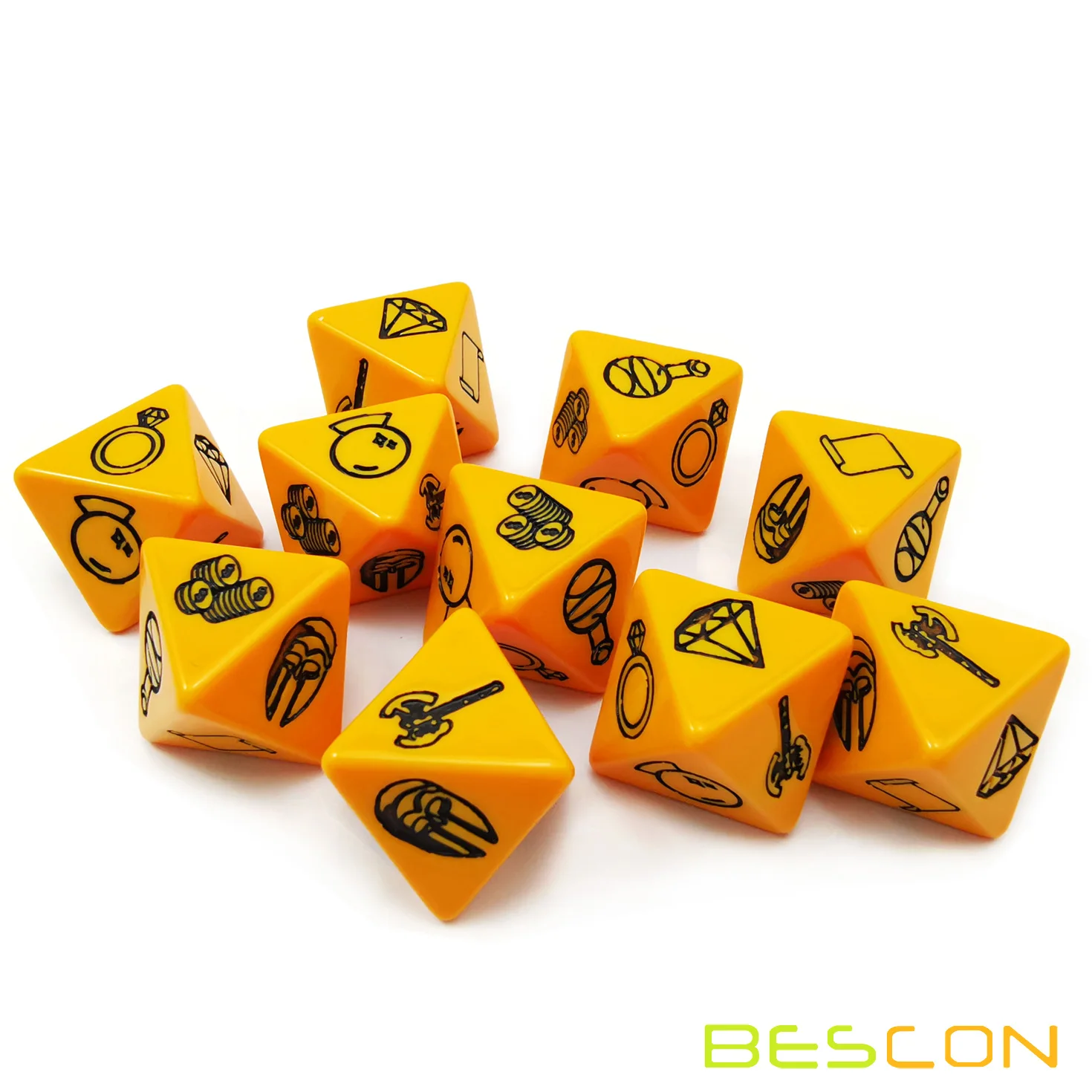 Bescon's Dungeon and Wilderness Terrain, Dungeon Feature and Treasure Type Dice Set, 4 piece Proprietary Polyhedral RPG Dice Set 3