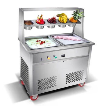 

2020 fry ice cream machine table thai ice cream machine single round pan roll fried ice cream machine with 3 cooling trays