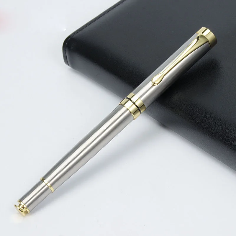 Steel color gold 1Pc Новинка Золотая металлическая шариковая ручка Роскошная свадебная для деловых подписей Kawaii Милая школьная пользовательская логотип персональный подарок канцелярские принадлежности - Цвет: Steel color gold 1Pc