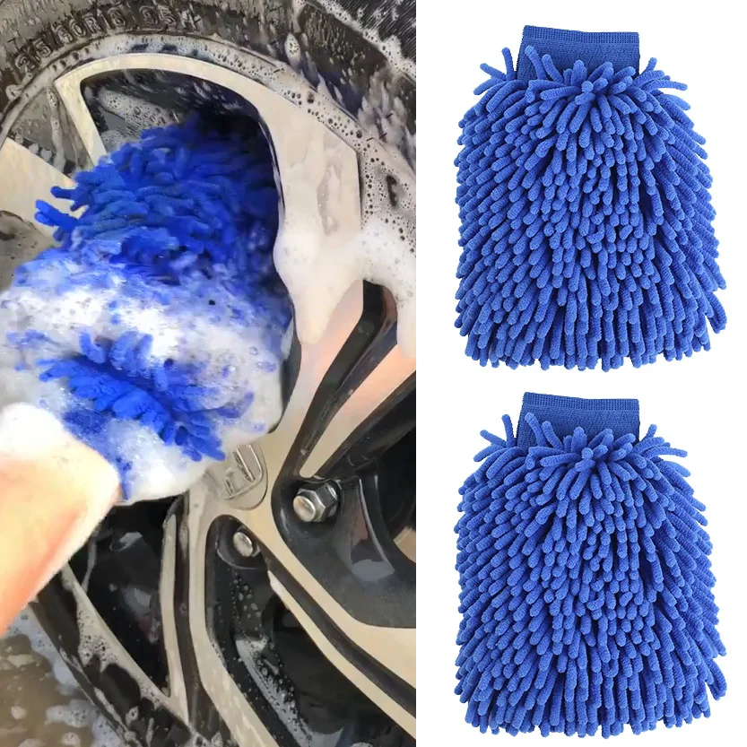 Toallas para lavar coches microfibra chenille coche Toalla de limpieza mitt guante de secado de Hemming lavar Toalla de succión de agua limpiador