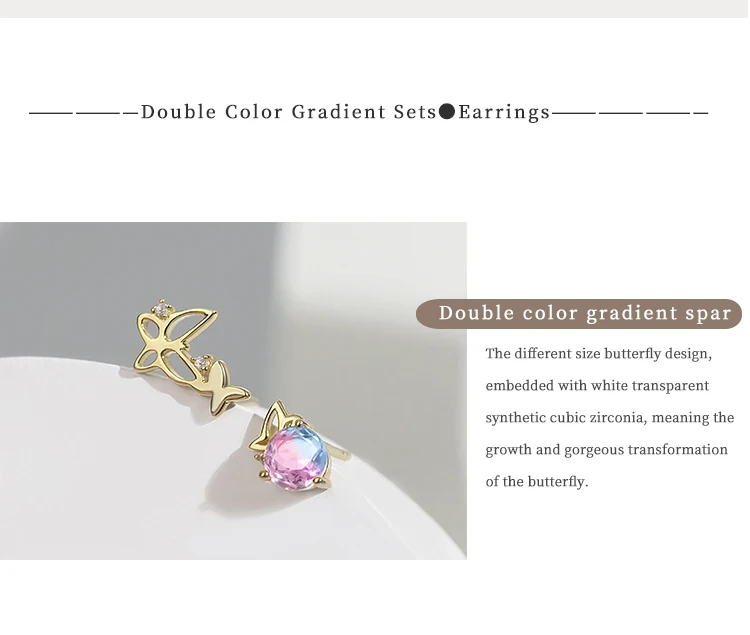 Thaya Высокое Качество Двойной градиент цвета наборы цвет дизайн 925 пробы Серебряные серьги ожерелье наборы для женщин ювелирные изделия