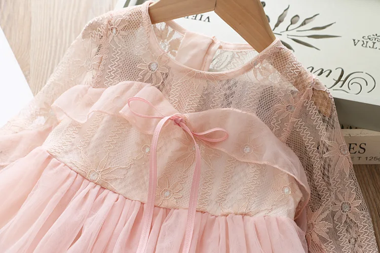 Новое весеннее детское платье для девочек, сказочное платье принцессы с вуалью и рукавами с вышивкой, одежда для девочек