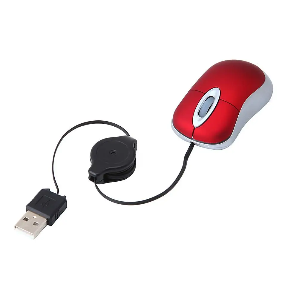 Mini ratón óptico Universal telescópico con cable, 3 teclas, 1600DPI, USB