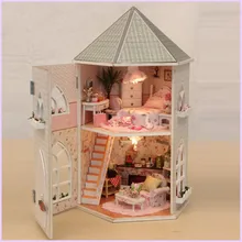DIY деревянный замок миниатюрный кукольный домик с сборкой мебели деревянный кукольный дом для детей подарок ручной работы