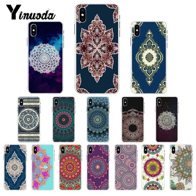 Yinuoda синий Тотем Мандала Цветок DIY окрашенный чехол для телефона iPhone 5 5Sx 6 7 7plus 8 8Plus