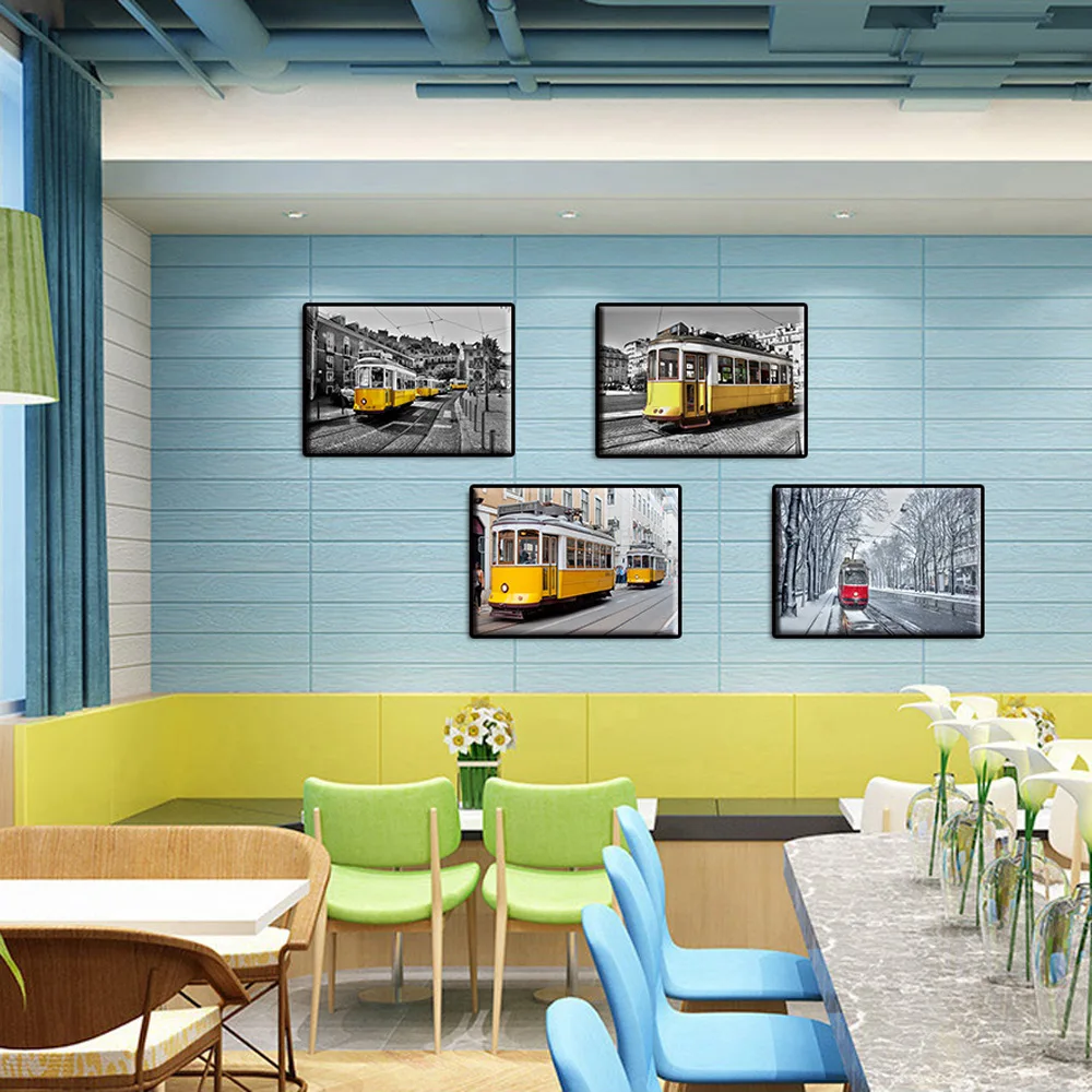 

Modern Minimalist Modern City Black White Yellow Car Electric Vehicles Painting Core Europe And America Architecture Decorative