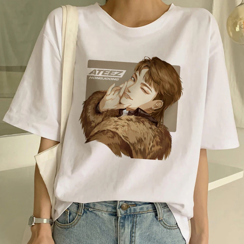 ATEEZ мужская Группа Harajuku Винтаж корейский стиль футболка Эстетическая одежда