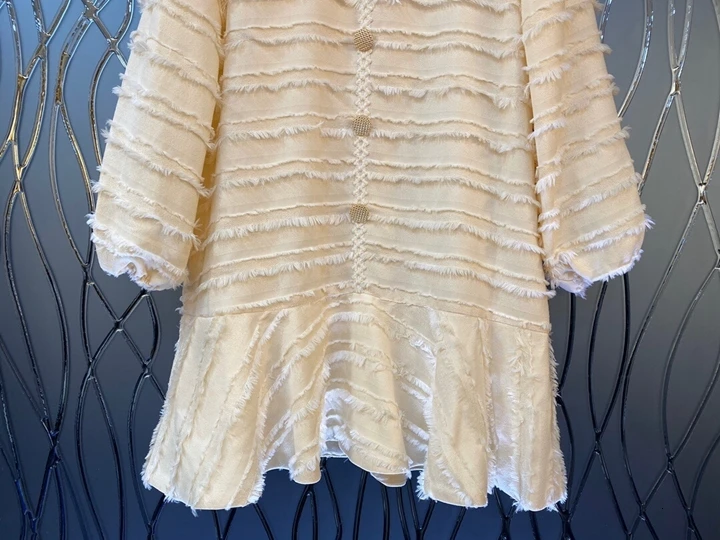 autumn Early new women's V-neck layer by layer friar trim Ruffle long sleeve dress 1012