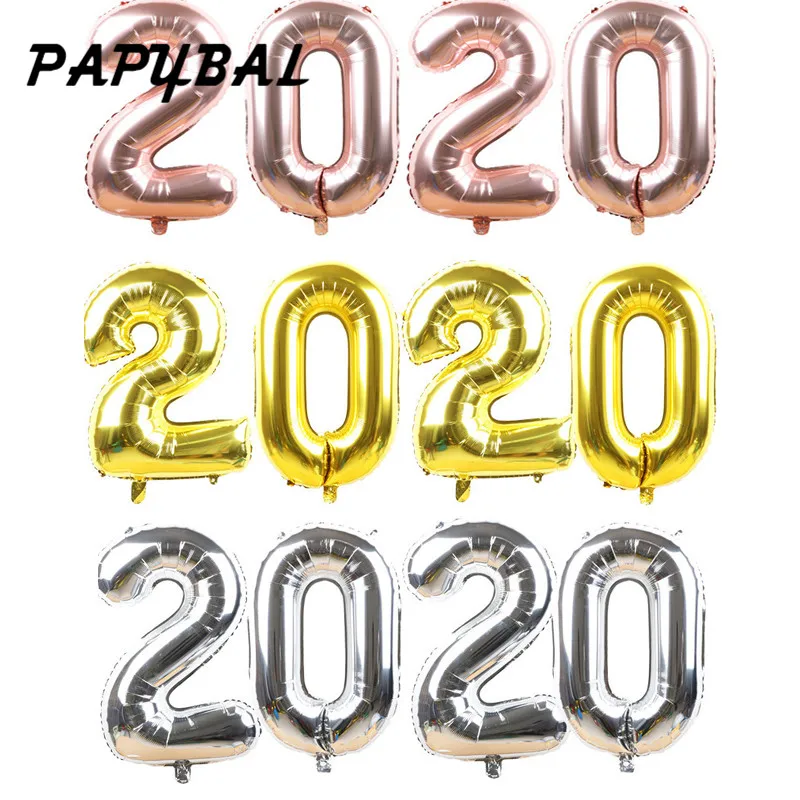 

4pcs 16inch Gold/Silver/Rose Gold Number "2020" Balloon Foil Baloons Celebration Christmas Happy New Year Party Decor Supplies