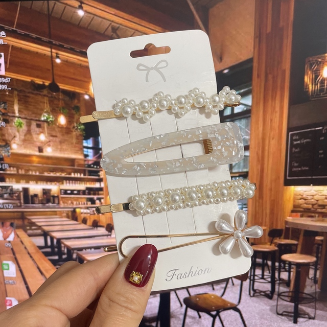 Pearl Barrettes Beaded Geometric Women Hair Clip Hairgrips Hair Accessories Girls Jewelry Fashion Hair Pins