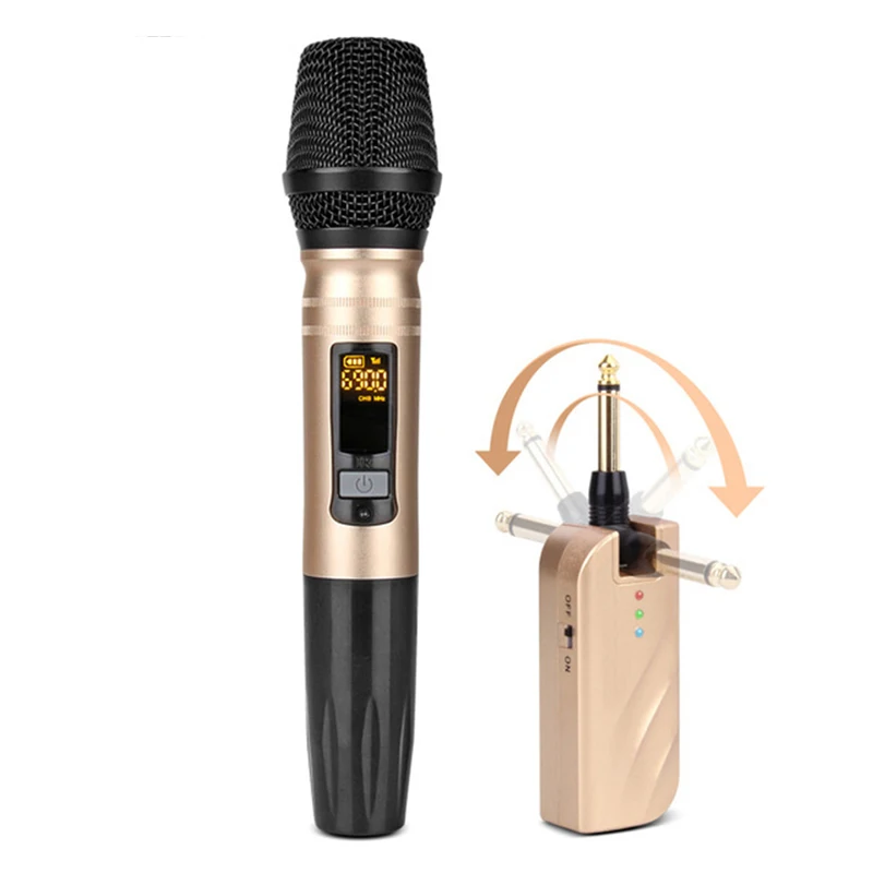 Channel 1 UX2 UHF беспроводной микрофон система ручной светодиодный UHF динамик с портативным usb-приемником для KTV DJ речевой усилитель запись - Color: Channel 1