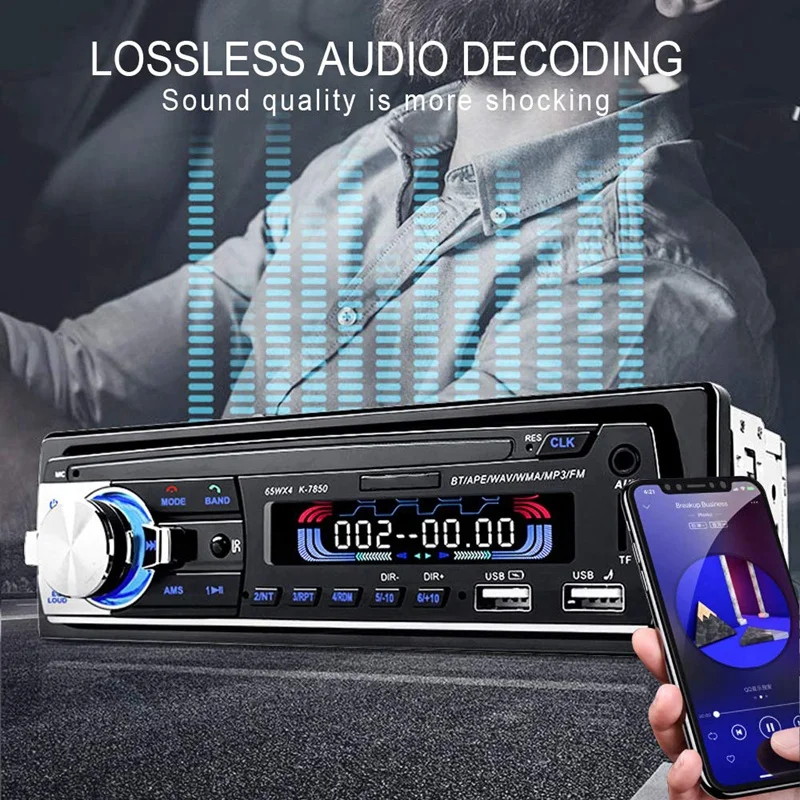 Автомобильный MP3 автомобильный радиоприемник проигрыватель 1 DIN 2.1A двойной USB быстрая зарядка Bluetooth Handsfree цифровой медиаплеер 4X65W fm-радио поддерживает IOS an