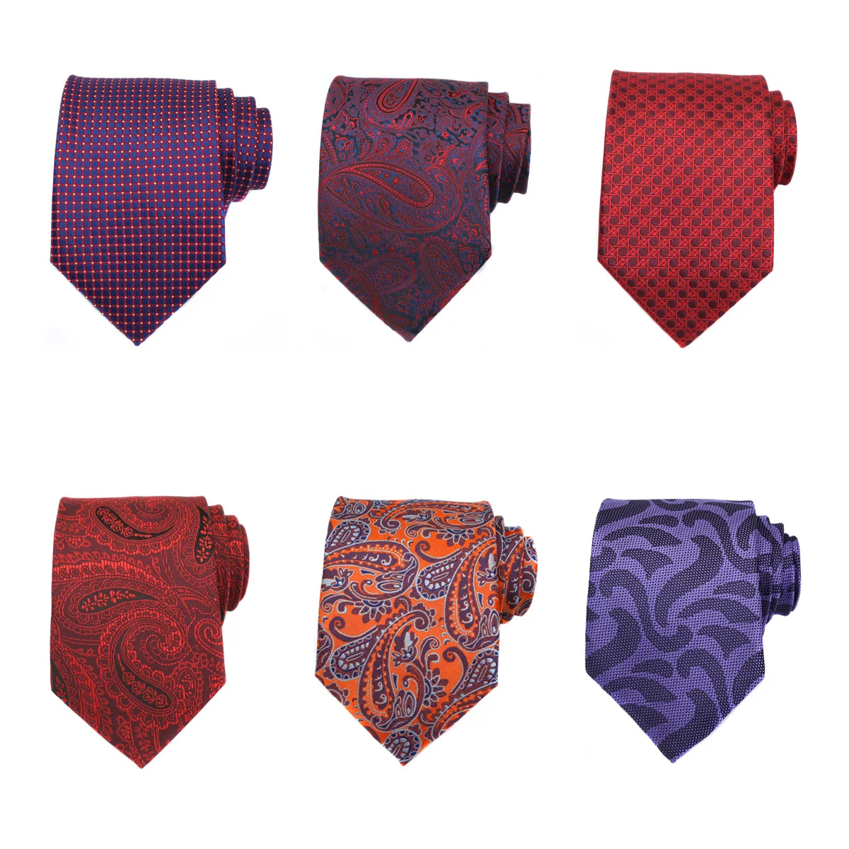 

Wholesale Lot (Pack 6 Pieces) Ties for Men Various Striped Red Black Blue Jacquard Woven Neckties Wedding Accessories