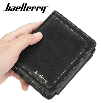 

Baellerry 2020 Casual Men Wallet Leather Trifold Travel Wallet Korean Luxury Designer Small Purse for Coins Credit Cards