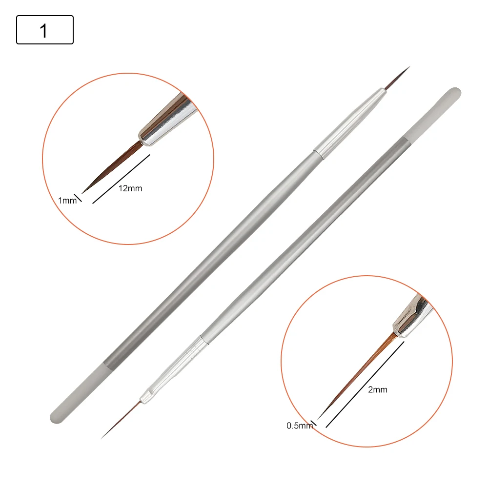 8 Styles Silver Metal Bar Nail Brush Acrylic UV Gel Gradient Drawing Pen Brush Bgirl Manicure Nail Art Tool Quality B038