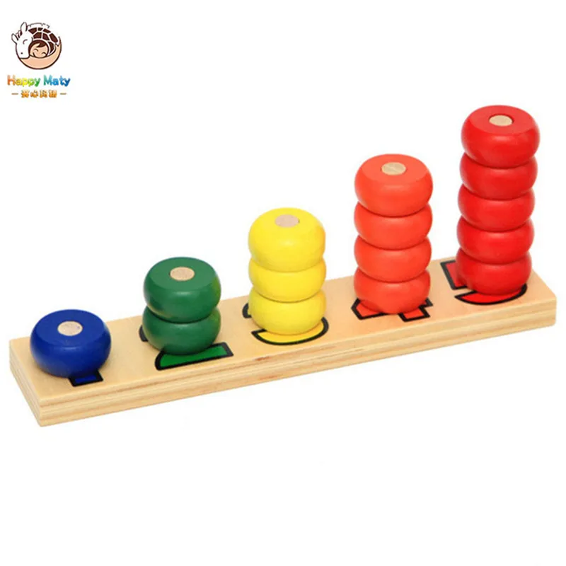 

Montessori coloful Children Preschool Teaching kids Counting and Stacking Board Wooden Math Toy learning educational toys
