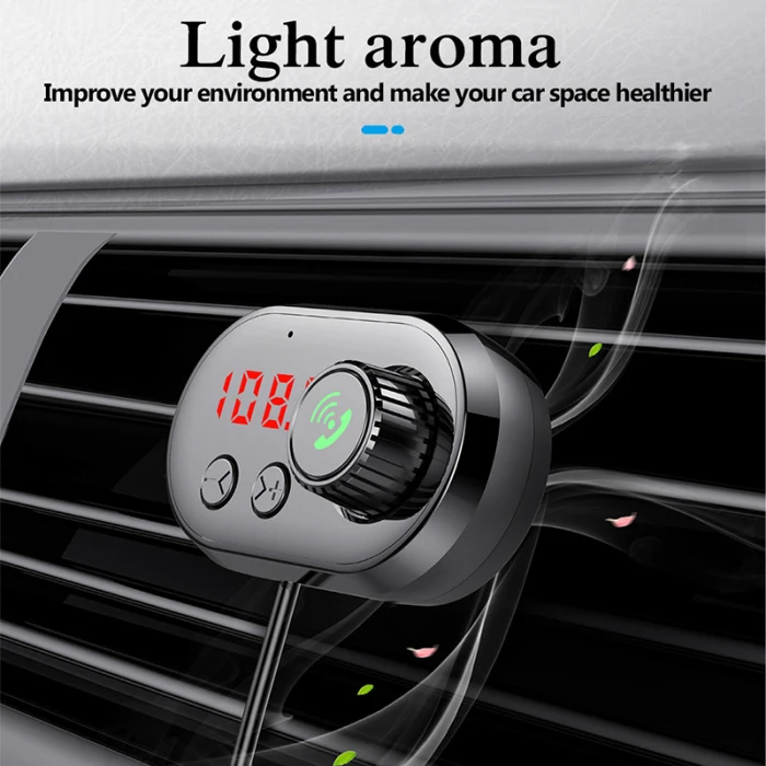 Fm-передатчик Bluetooth V5.0 Handsfree USB Автомобильное зарядное устройство MP3-плеер с ароматерапевтическим ядром VDX99