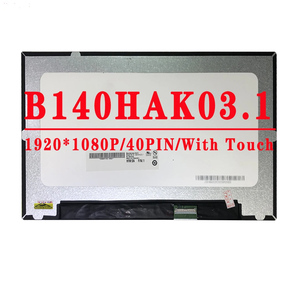 

B140HAK03 1 B140HAK03.1 с сенсорным цифровым преобразователем, светодиодный дисплей, экран для ноутбука, матрица 14,0 дюймов 1920x108 0 IPS FHD, 40-контактный EDP ЖК-экран
