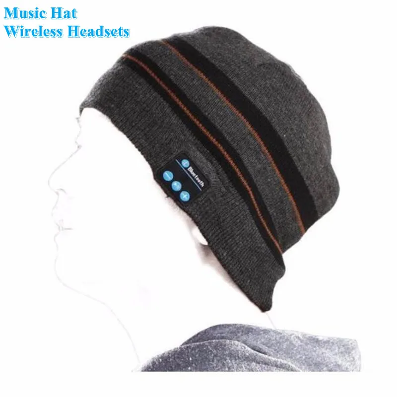 Wireless Bluetooth-compatible Beanie Knit Stripes Outdoor Warm Running Hat Headset Mic Headphone Music Headband Sport Smart Cap wireless bluetooth sleep headphone hat with mic headset for iphone xiaomi bluetooth headset soft warm sports bluetooth headphone