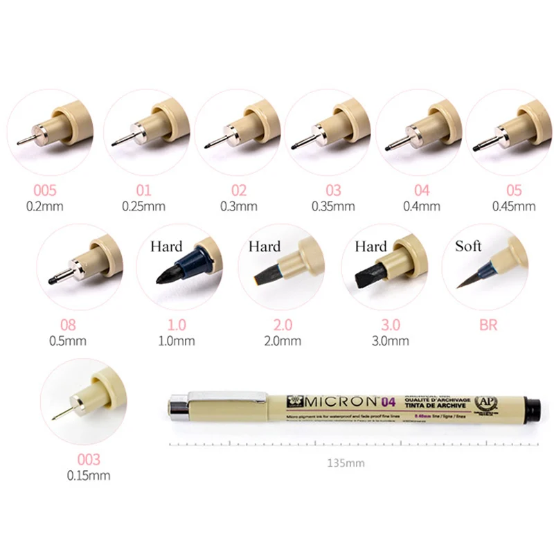 Markers Set Pigma Micron Pen Soft Brush Drawing Painting Waterproof Pen 005 01