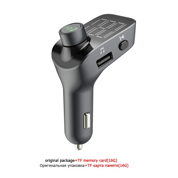 YASOKRO T15 комплект беспроводной связи bluetooth для автомобиля fm-передатчик модулятор аудио Музыка Mp3 плеер Телефон беспроводной громкой связи автомобильный комплект - Название цвета: With 16G TF Card