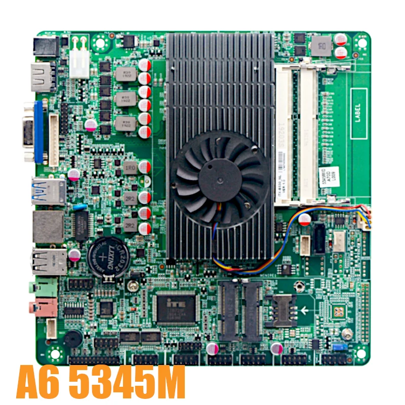 

Ultra-thin Mini itx Motherboard Built in CPU A6 5345M HD Video Graph Processing APU USB 3.0 VGA RJ45 HDMI USB mSata Use 12V DC