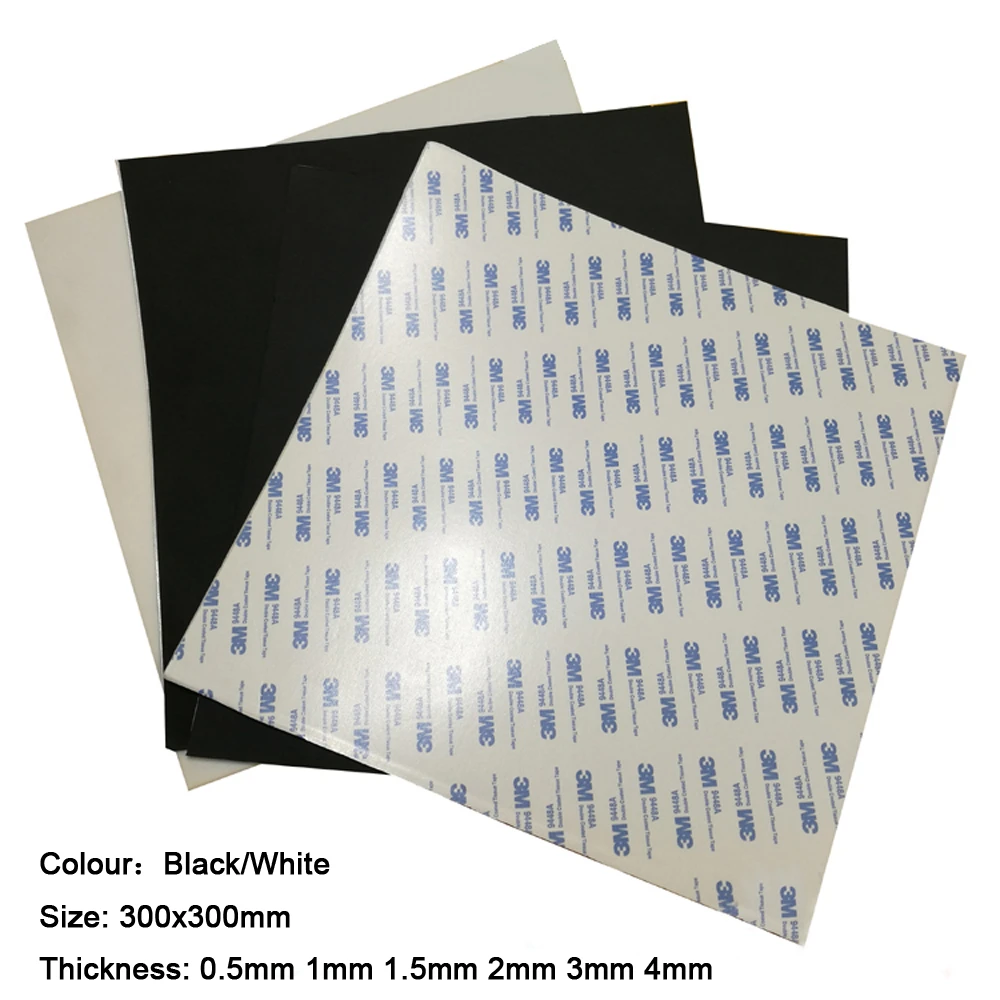 1pcs Self Adhesive Silicone Rubber Sheet 300x300x0.5/1/1.5/2/3/4mm Food