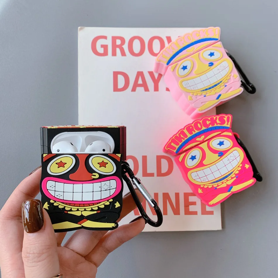 Earphone Case For Airpods Case Cute Clown Cartoon Pink Panther Cover For Apple Air pods 2 Accessories For Earpods Ring Strap
