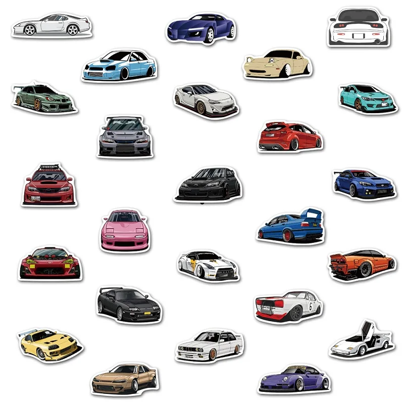 10/50/100PCS Cartoon JDM Racing Car Favorites Graffiti Stickers DIY Kids Classic Toy Travel Luggage Guitar Waterproof Decals