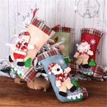 Рождественские носки Подарочный пакет рождественские украшения снеговик/медведь/Лось/Санта Рождественский подарок большие яркие носки