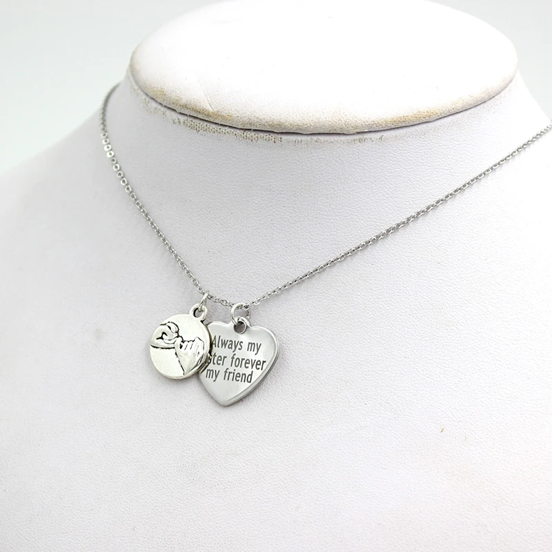 Collar de acero para amigos, cadena Always my sister forever, mejor amigo, 10 Uds.|Collares colgantes| -