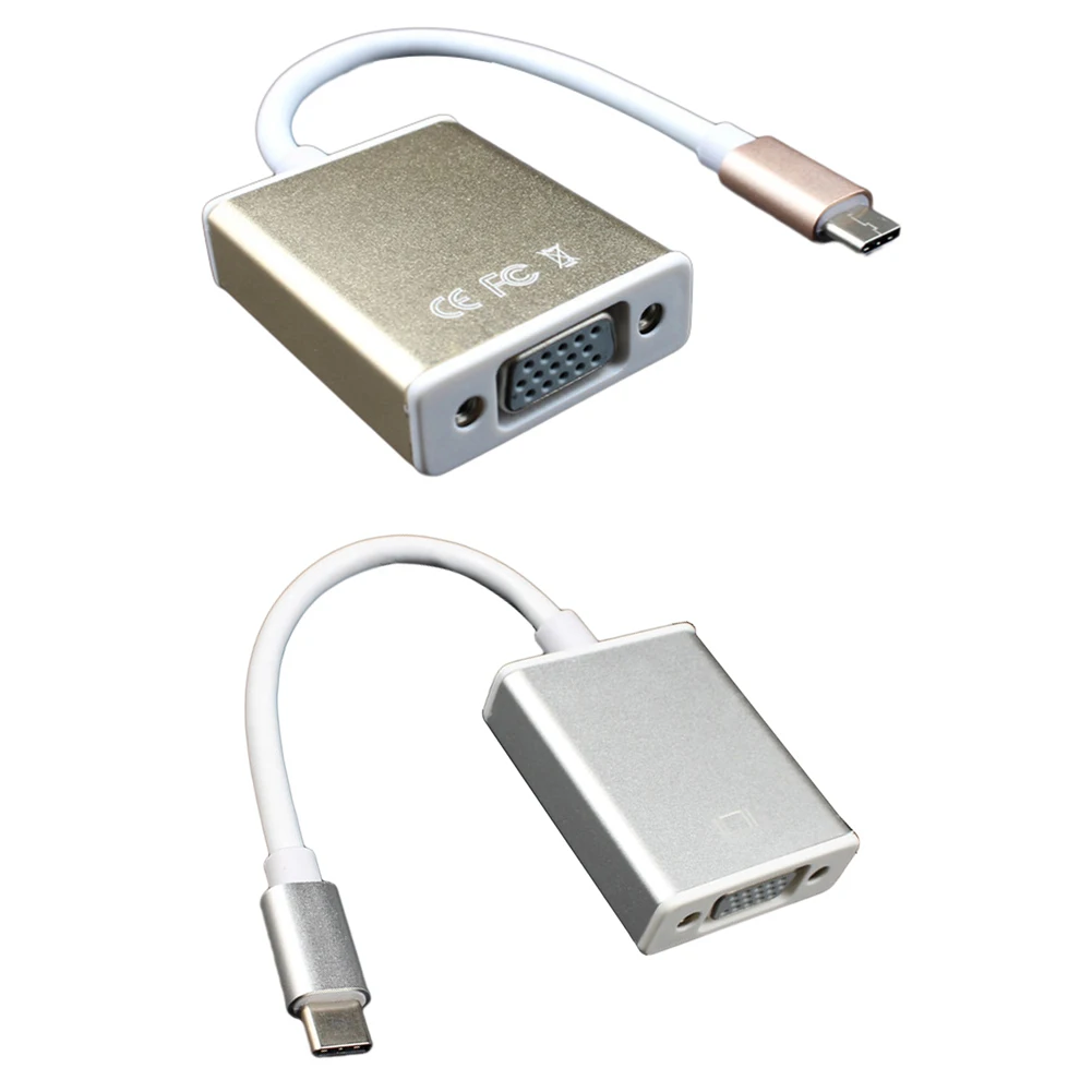 Универсальный USB 3 1 TYPE C VGA адаптер 1080P конвертер кабель золотой для MC ноутбуков