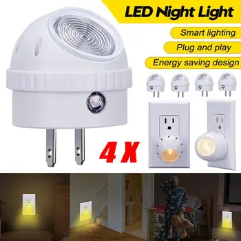 

4PCS 220V LED Night Light Mini Light Sensor Control EU Plug Nightlight Lamp For Children Kids Living Room Bedroom Lighting