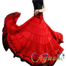 Женские летние юбки большого размера плюс 6XL, сшитые цыганские богемные танцевальные красные шифоновые тюлевые плиссированные макси юбки, Женская плиссированная юбка