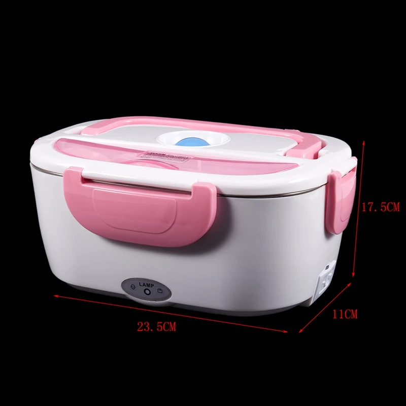 Promotion! 220V Electric Heated Lunch Box Portable Home Bento Boxes Stainless Steel Food Container EU Plug