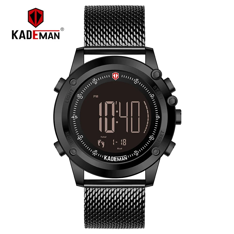 K698-B-S KADEMAN Tech цифровые часы модные спортивные мужские наручные часы Счетчик шагов 3ATM повседневные кожаные часы светодиодный дисплей Relogio Masculino - Цвет: K698-B-S