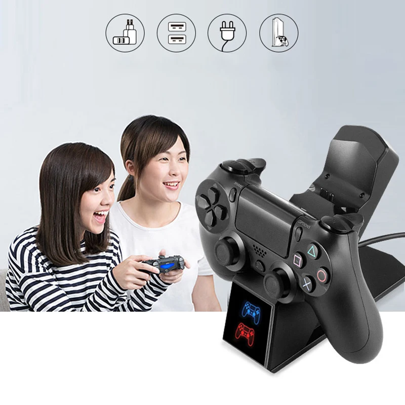Для PS4 контроллер зарядная док-станция 5 В/1A двойная зарядная подставка с индикаторным экраном для игровой станции 4/Slim/Pro контроллер