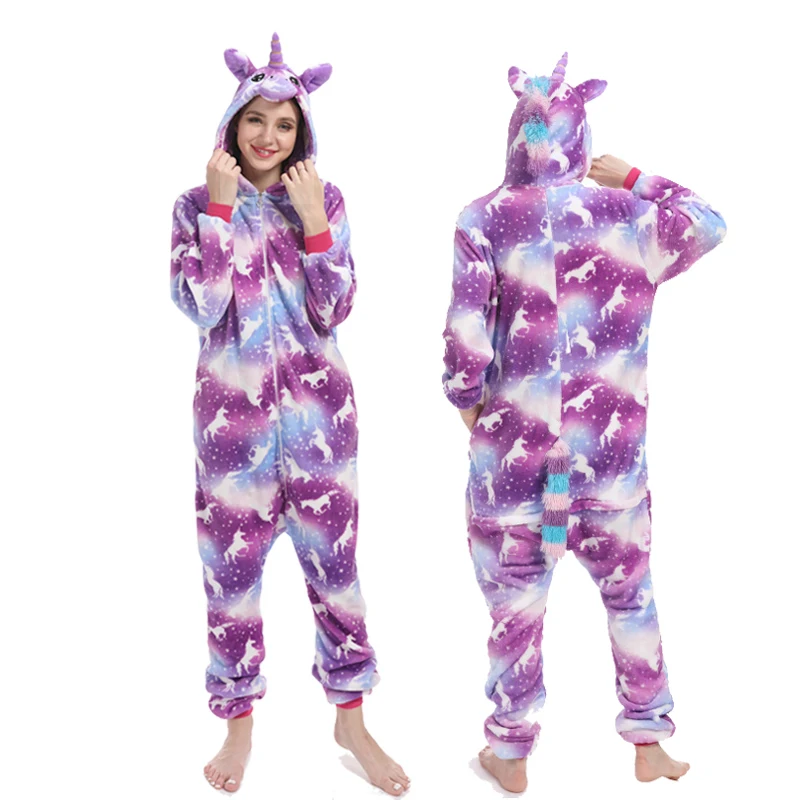 2020 единорог пижамы Onesie Для женщин кигуруми в виде панды зимние фланелевые для