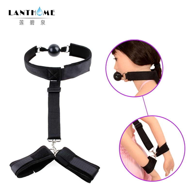 Нейлоновые наручники завязанные вручную открытый рот кляп вилка жгут оральная